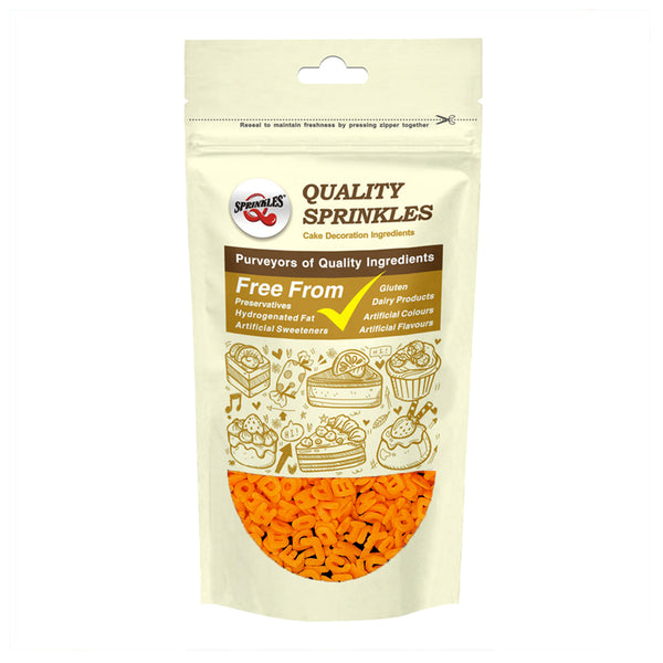 Orange Confetti Alphabets - Soya Free Nuts Free Clean Lable Sprinkles