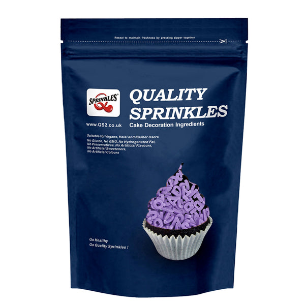 Purple Confetti Alphabets - Nuts Free Natural Ingredients Sprinkles