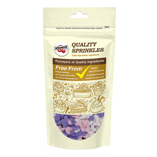 Purple White Pink Confetti Heart - Dairy Free Nuts Free Sprinkles