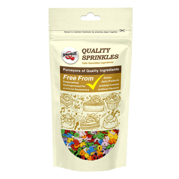 Rainbow Confetti Alphabets - Dairy Free Kosher Certified Sprinkles