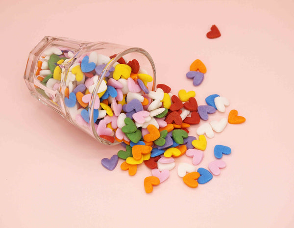 Rainbow Confetti Super Heart - Non Dairy Soy Free Sprinkles Cake Decor