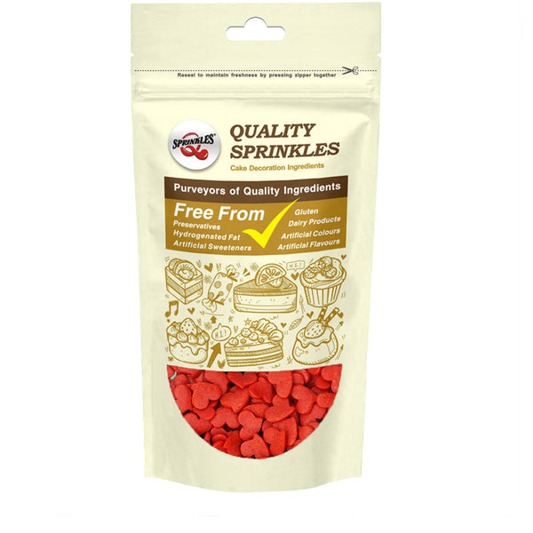 Red Confetti Big Heart - Nuts Free Kosher Certified Sprinkles For Cake