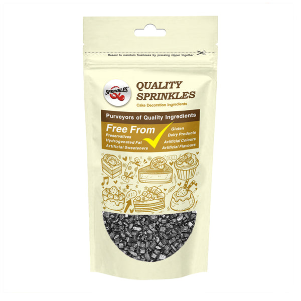 Shimmer Black Sparkling Sugar - Soya Free Halal Certified Sprinkles