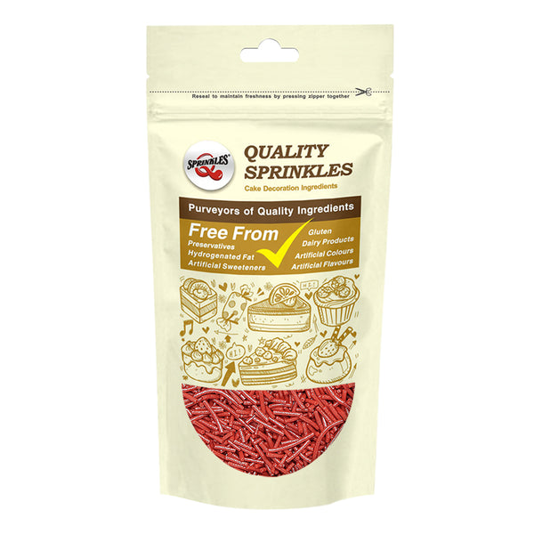 Shimmer Red Jimmies - Natural Ingredients Sprinkles Cake Decorations