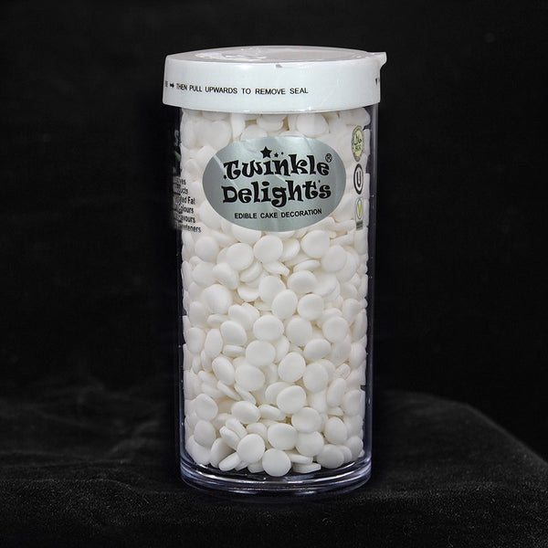 White Confetti Sequins - No Gluten No Soya Kosher Certified Sprinkles