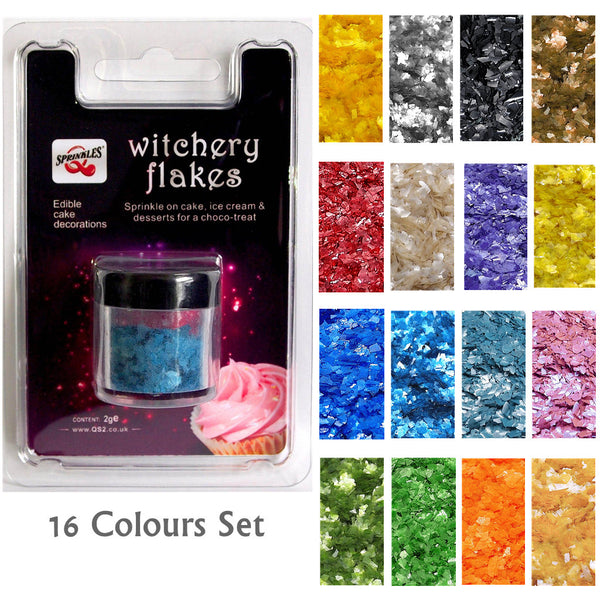 16 Colors Set Witchery Flakes -No Sugar Added Vegan Edible Decoration