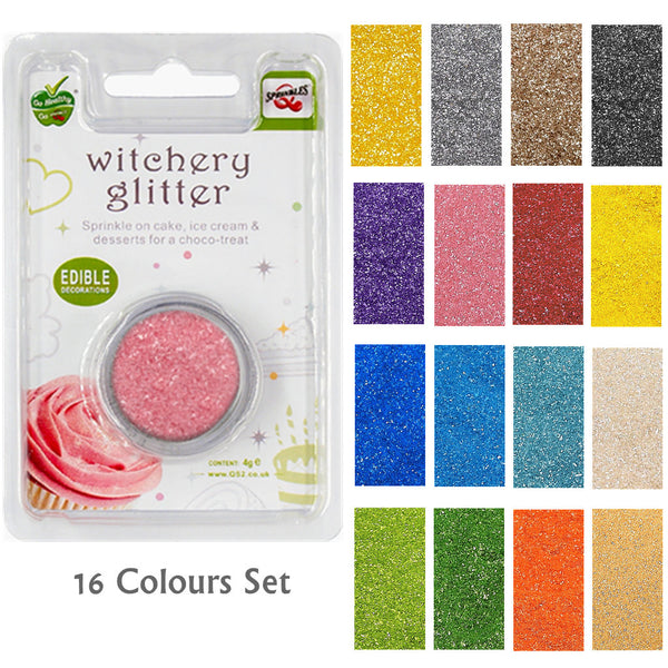 16 Colors Set Witchery Glitter - No Sugar Added Vegan Edible Decoration