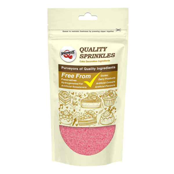 Pink Sugar Crystals - No Dairy No Nut Halal Sprinkles Cake Decoration