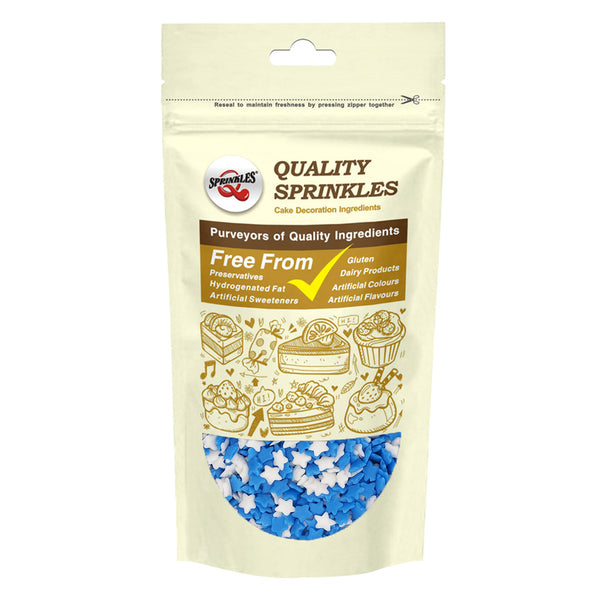 White & Blue Confetti Star - Non Gluten Nuts Free Sprinkles For Cake