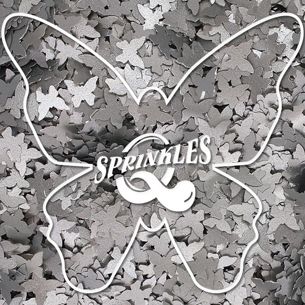 Silver Glitter Butterflies - Dairy Free Vegan Edible Cake Decoration