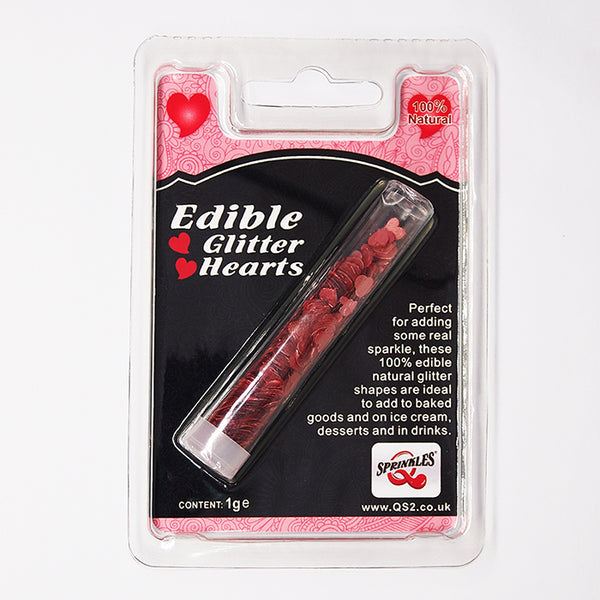 Red Glitter Hearts -Gluten Free Halal Certified Edible Cake Decoration