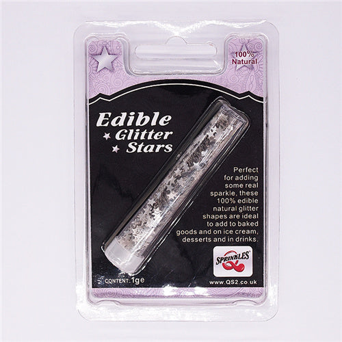 Silver Glitter Stars - Dairy Free Kosher Certified Edible Decoration