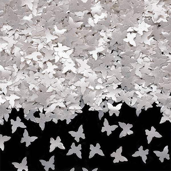 White Glitter Butterflies - No Dairy Vegan Certified Edible Decoration