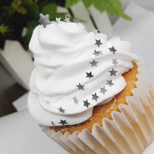 Silver Glitter Stars - Dairy Free Kosher Certified Edible Decoration