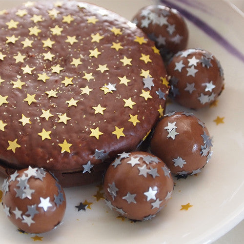 Silver Glitter Stars - Dairy Free Kosher Certified Edible Decoration