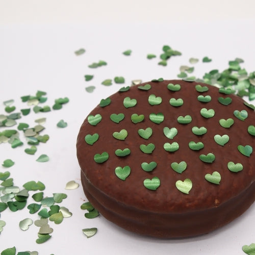 Green Glitter Hearts - Non Dairy Non GMOs Vegan Edible Decoration