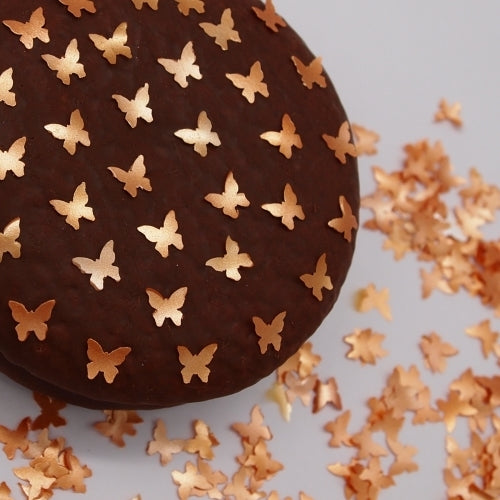 Orange Glitter Butterflies - No Nut Kosher Certified Edible Decoration