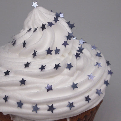 Silver Glitter Stars - Dairy Free Kosher Certified Edible Decoration