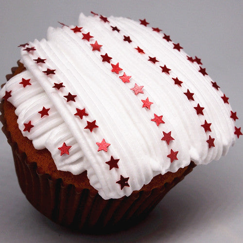 Red Glitter Stars - Soya Free Sugar Free Kosher Edible Cake Decoration