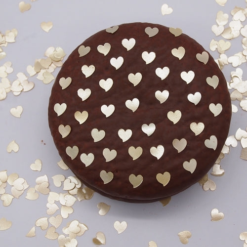 Yellow Glitter Hearts - Dairy Free Non GMO Vegan Edible Decoration